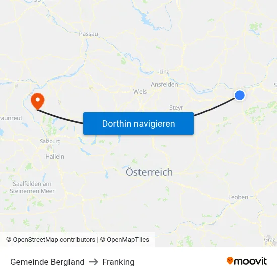 Gemeinde Bergland to Franking map