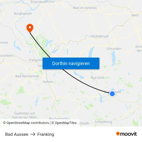 Bad Aussee to Franking map