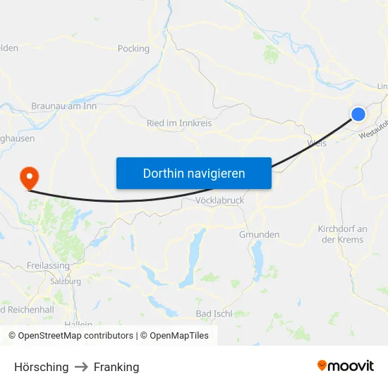 Hörsching to Franking map
