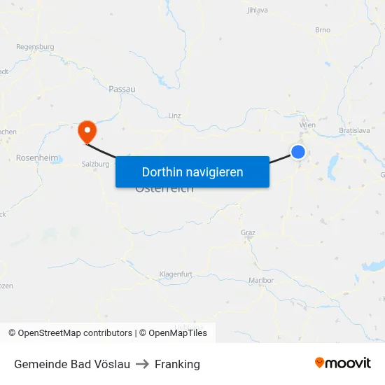 Gemeinde Bad Vöslau to Franking map