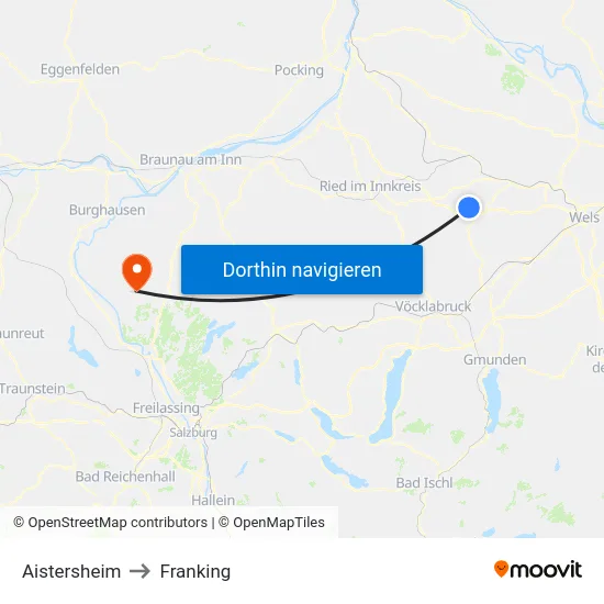 Aistersheim to Franking map