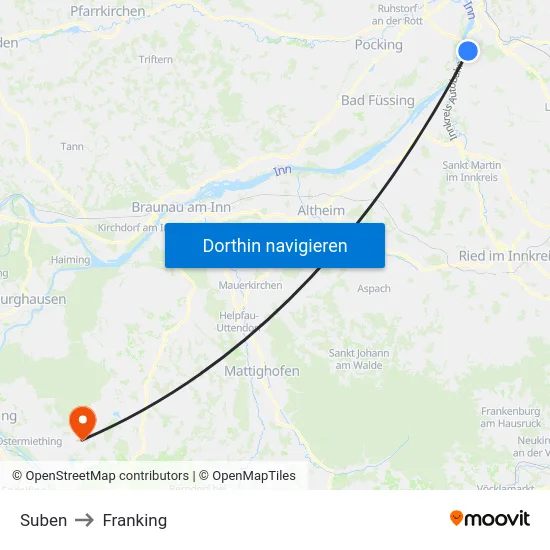 Suben to Franking map