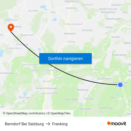 Berndorf Bei Salzburg to Franking map
