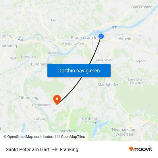 Sankt Peter am Hart to Franking map