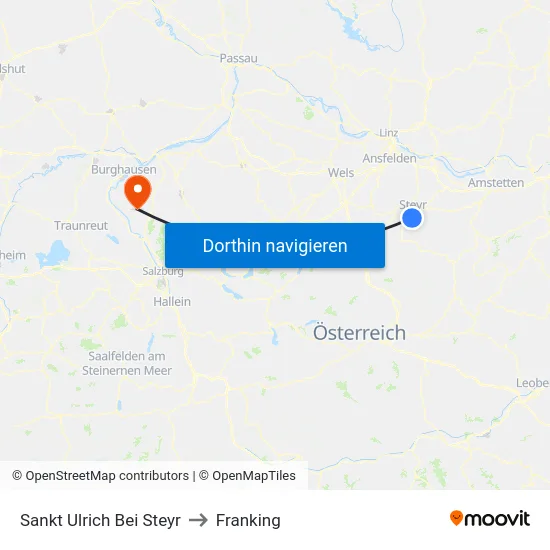 Sankt Ulrich Bei Steyr to Franking map