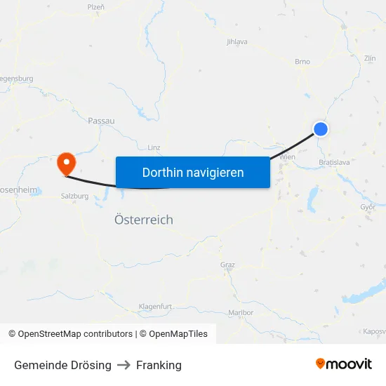 Gemeinde Drösing to Franking map