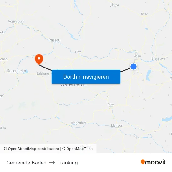 Gemeinde Baden to Franking map