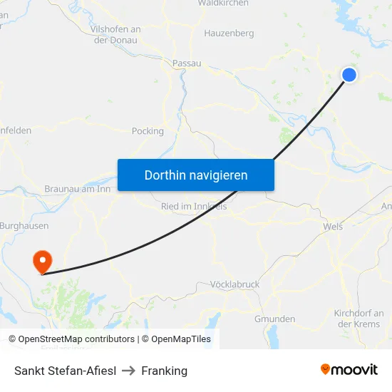 Sankt Stefan-Afiesl to Franking map