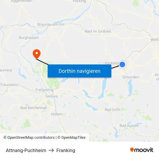 Attnang-Puchheim to Franking map