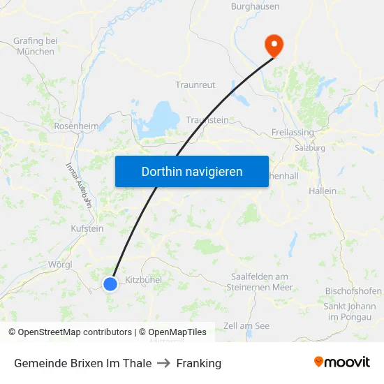 Gemeinde Brixen Im Thale to Franking map