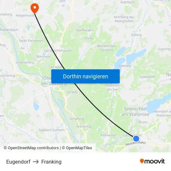 Eugendorf to Franking map