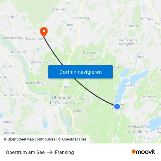 Obertrum am See to Franking map