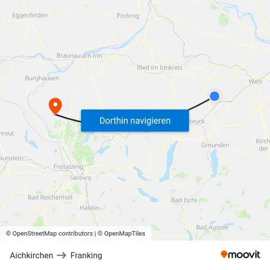 Aichkirchen to Franking map