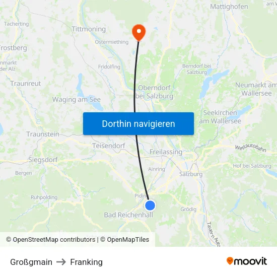 Großgmain to Franking map