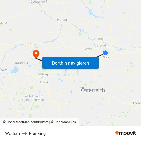 Wolfern to Franking map