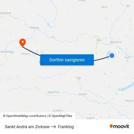 Sankt Andrä am Zicksee to Franking map