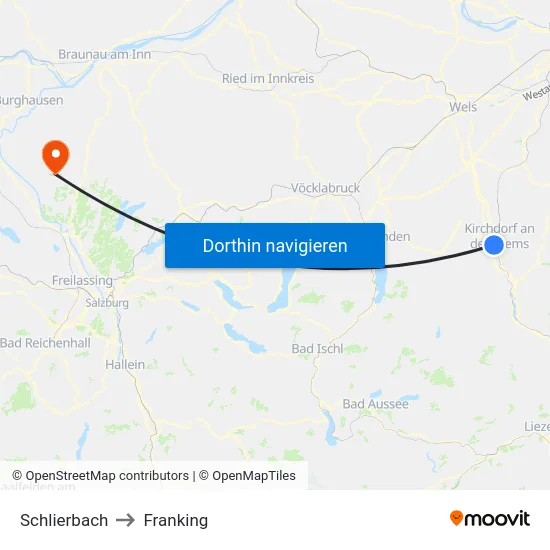 Schlierbach to Franking map