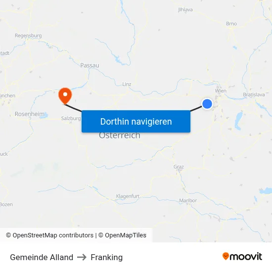 Gemeinde Alland to Franking map