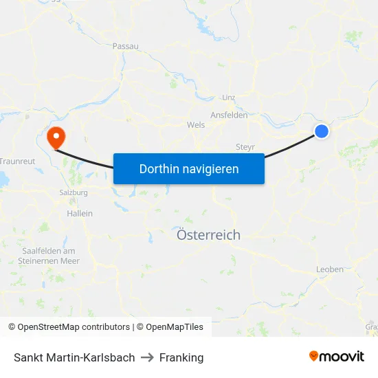 Sankt Martin-Karlsbach to Franking map
