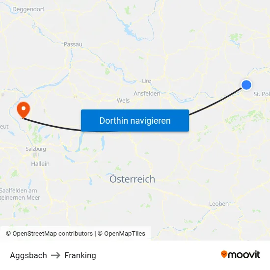 Aggsbach to Franking map