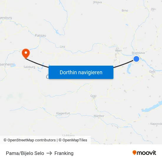 Pama/Bijelo Selo to Franking map