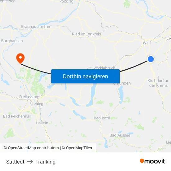 Sattledt to Franking map