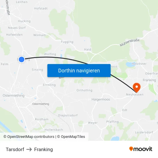 Tarsdorf to Franking map