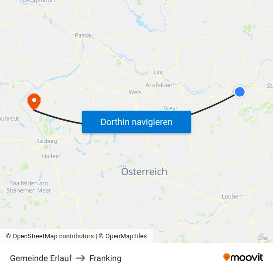 Gemeinde Erlauf to Franking map