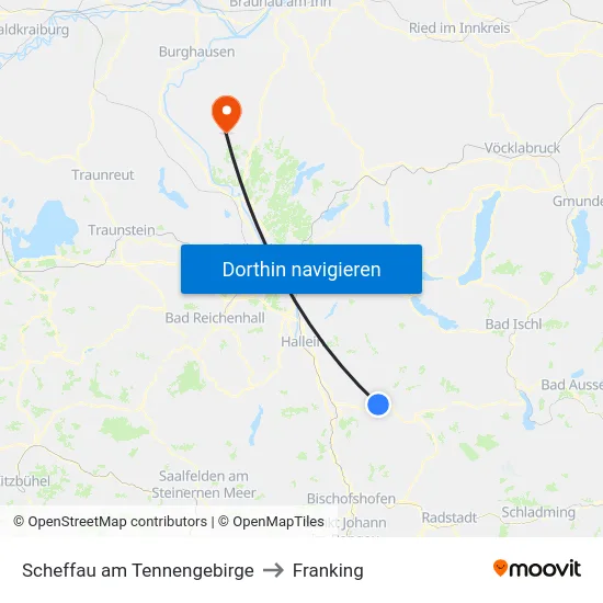 Scheffau am Tennengebirge to Franking map
