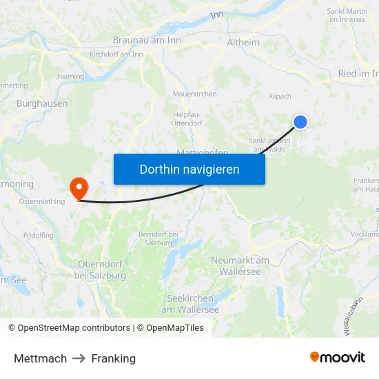 Mettmach to Franking map