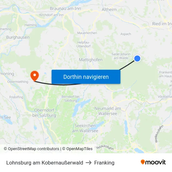 Lohnsburg am Kobernaußerwald to Franking map