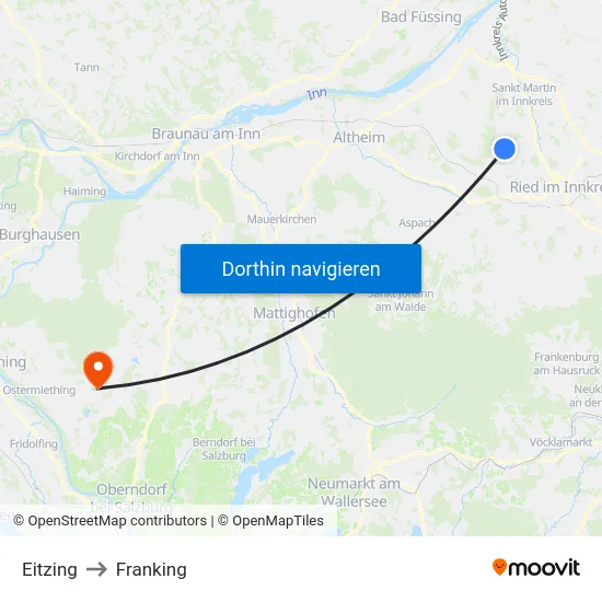 Eitzing to Franking map