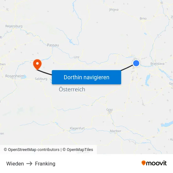 Wieden to Franking map