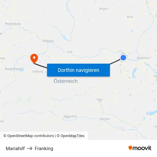 Mariahilf to Franking map