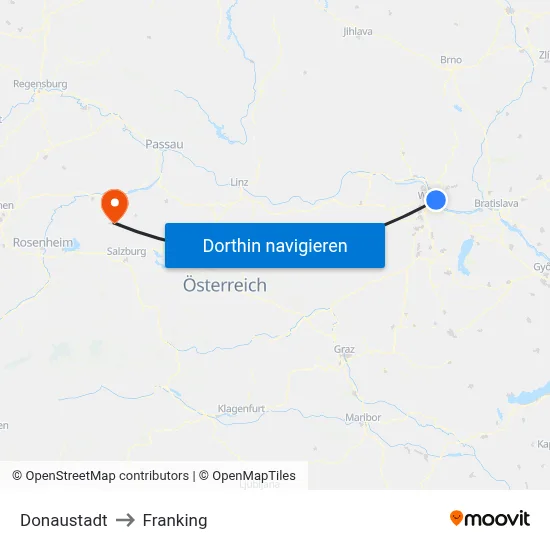Donaustadt to Franking map