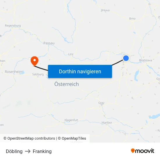 Döbling to Franking map