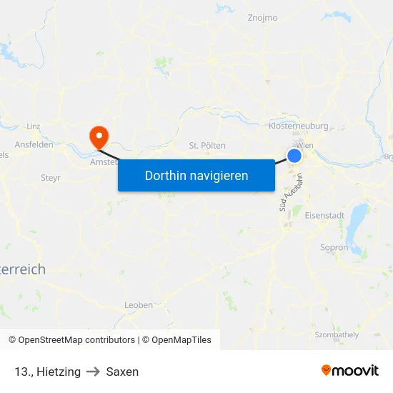 13., Hietzing to Saxen map