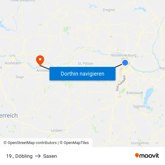 19., Döbling to Saxen map