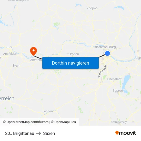 20., Brigittenau to Saxen map