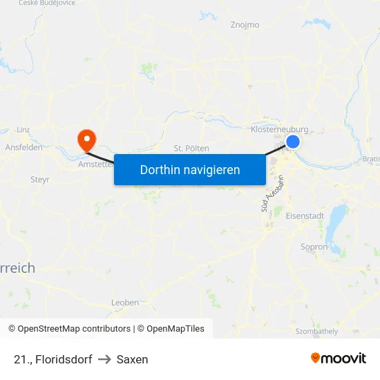 21., Floridsdorf to Saxen map