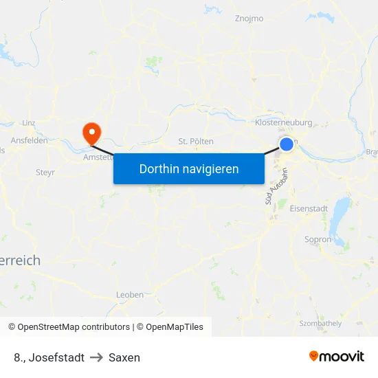8., Josefstadt to Saxen map
