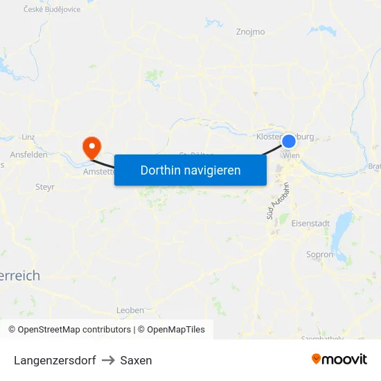 Langenzersdorf to Saxen map
