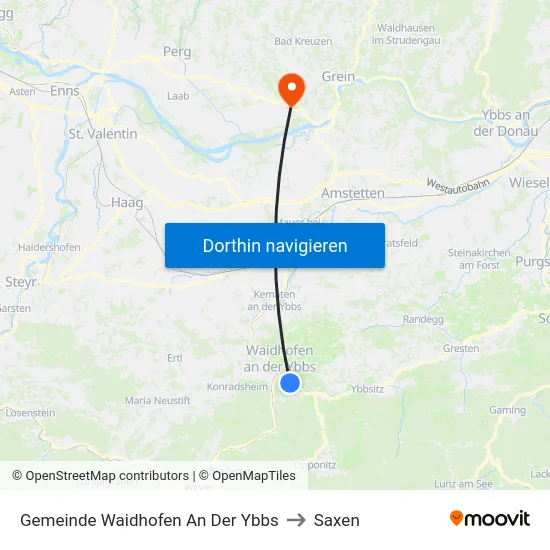 Gemeinde Waidhofen An Der Ybbs to Saxen map
