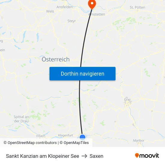 Sankt Kanzian am Klopeiner See to Saxen map