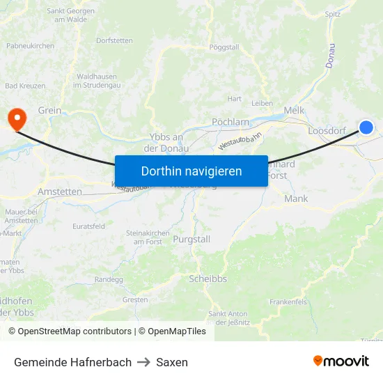 Gemeinde Hafnerbach to Saxen map