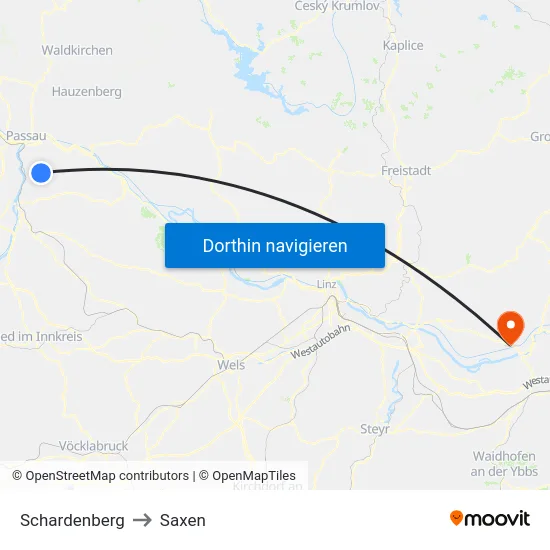 Schardenberg to Saxen map