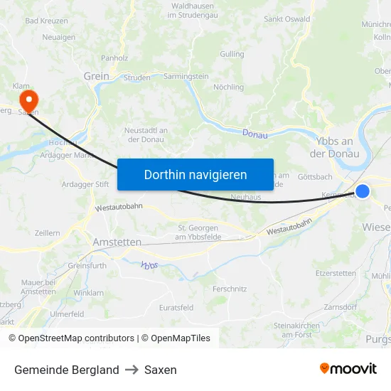 Gemeinde Bergland to Saxen map
