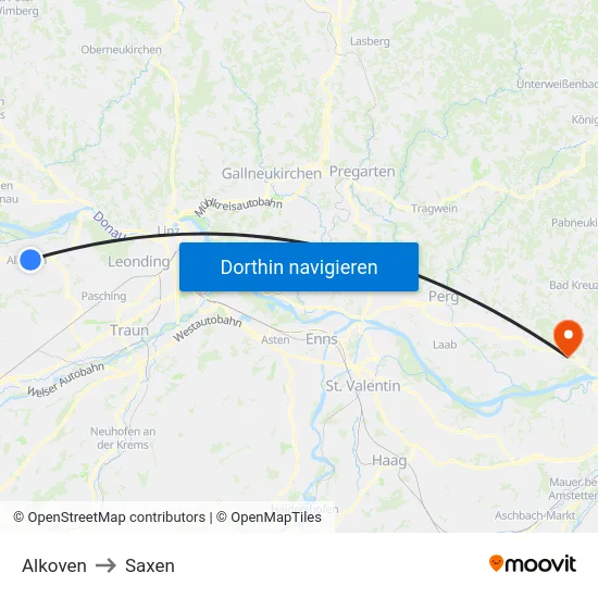 Alkoven to Saxen map