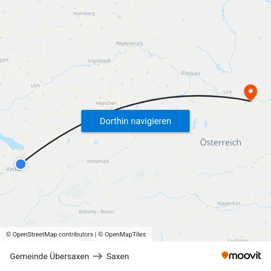 Gemeinde Übersaxen to Saxen map