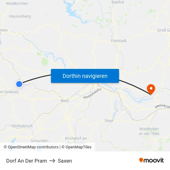 Dorf An Der Pram to Saxen map